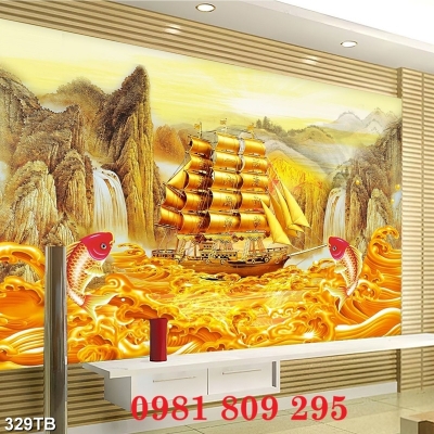 Tranh gạch men thuyền buồm 3d