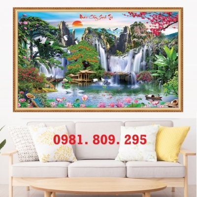 Gạch 3d tranh thiên nhiên , gạch tranh thác nước
