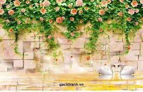 Tranh gạch 3d hoa hồng leo - J02