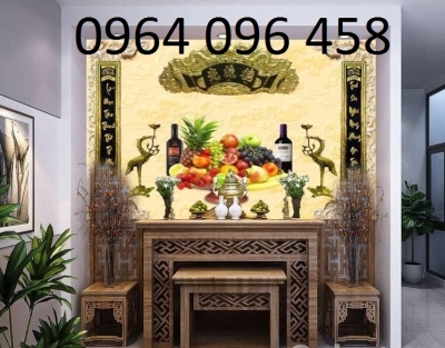 Tranh gạch 3d câu đối phòng thờ - TJHH6