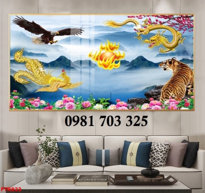 Gạch 3D đẹp hình rồng phượng trang trí