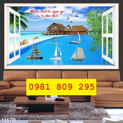 Tranh gạch thuyền buồm 3d