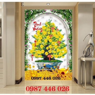 Tranh gạch men hoa mai vàng HP9822