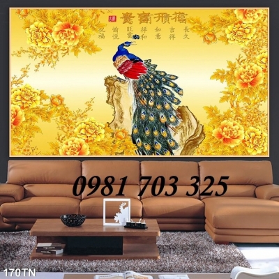 Tranh gạch chim công phong thủy