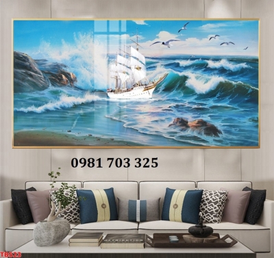 Tranh gạch thuyền buồm 3d phong cảnh