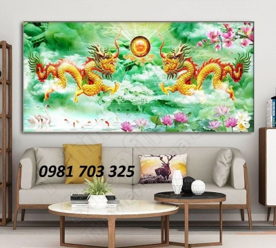 Tranh gạch đẹp 3d rồng phượng