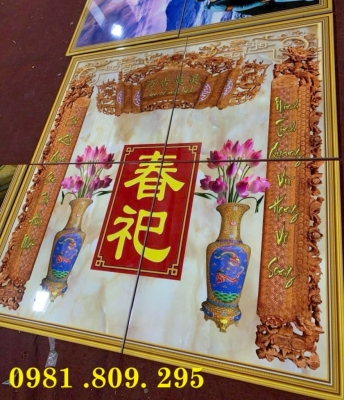Tranh gạch ốp phòng thờ 3d chữ phúc