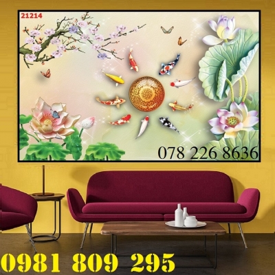 Tranh hoa sen - gạch trang trí tường phòng khách HGJ856