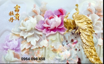 Tranh gạch ốp tường 3d chim công - 522SP