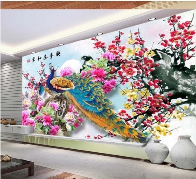 Tranh gạch - tranh chim công