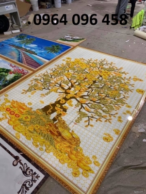 Tranh 3d cây kim tiền tranh gạch 3d ốp tường - 9009M