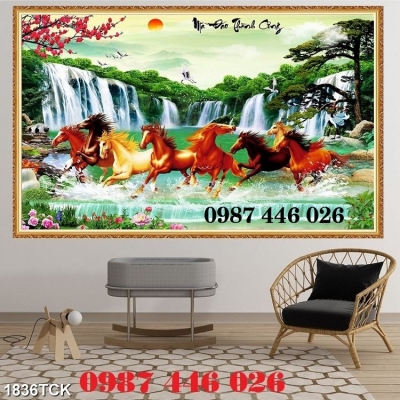 Tranh ngựa- Gạch tranh 3d