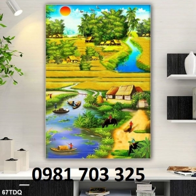 Tranh đồng quê- gạch tranh phong cảnh