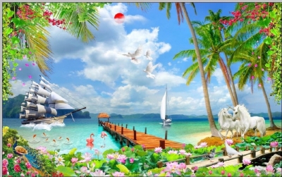 Tranh gạch 3d thuận buồm xuôi gió - DCNV73