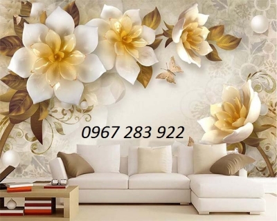 Tranh 3d trang trí tường hoa lan