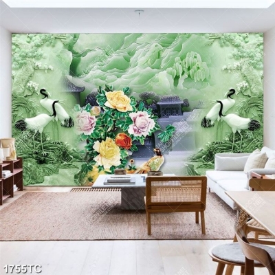 Tranh gạch 3D tùng hạc trang trí