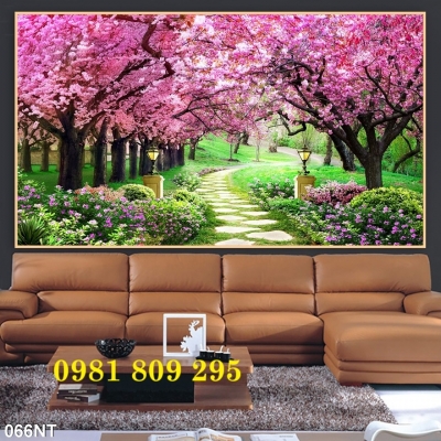 Tranh gạch ốp tường trang trí hoa đào HQ999