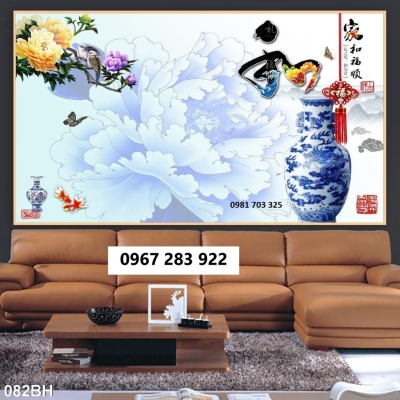 Tranh gạch bình hoa đẹp 3D trang trí tường