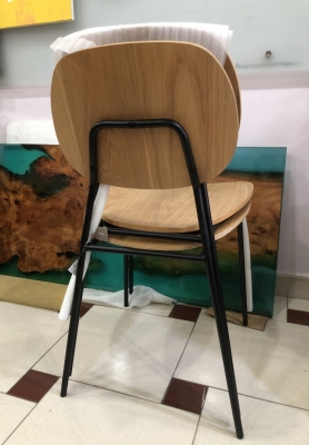 Ghế gỗ plywood Oak chân sắt