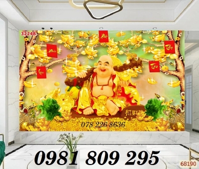 Gạch tranh 3d thần tài hoa mai