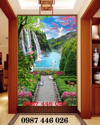 Gạch 3d tranh ốp tường phong cảnh thiên nhiên đẹp HP82