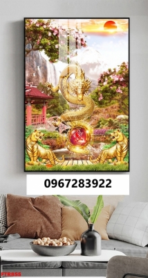 Tranh gạch 3d rồng phượng sang trọng