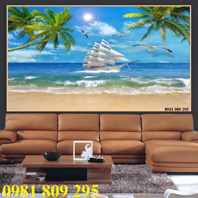 Thuận buồm xuôi gió , tranh gạch 3d thuyền