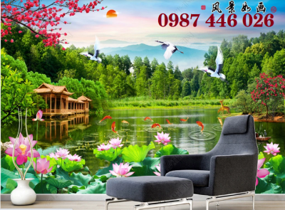 Gạch tranh thác nước, tranh phong cảnh đẹp HP7292