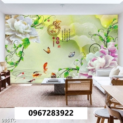 Tranh gạch trang trí 3d hoa mẫu đơn