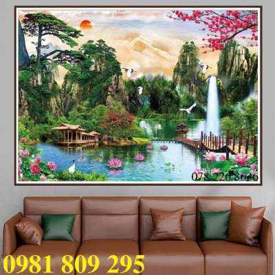 Tranh phong cảnh sơn thủy hữu tình-Tranh 3D phòng khách