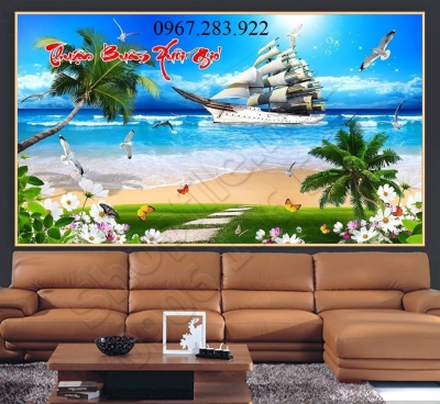 Tranh gạch- Tranh thuận buồm xuôi gió