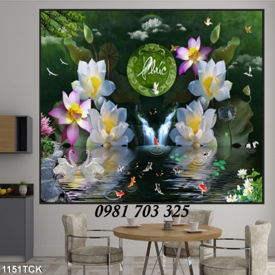 tranh hoa sen, tranh gạch 3D