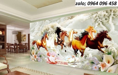 Tranh gạch 3d phong thủy phòng khách - 743AM