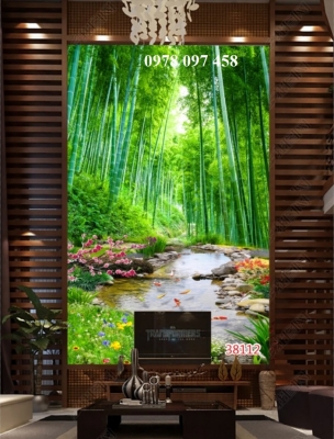 Tranh gạch 3d - tranh rừng tre xanh