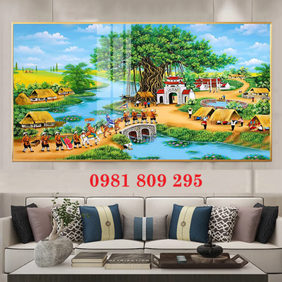 Gạch tranh cao cấp làng quê đẹp HS939