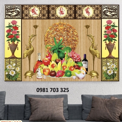 Tranh ốp tường phòng thờ- gạch men 3D