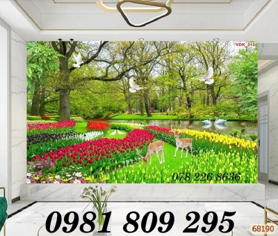 Tranh phong cảnh- gạch tranh 3D cảnh vườn hoa