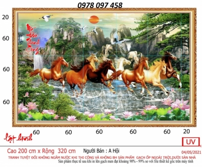 Tranh gạch men 3D ốp phòng khách.