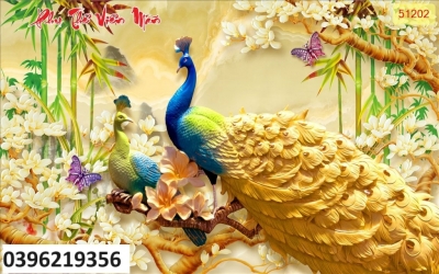Tranh gạch 3D đẹp hình công phượng trang trí