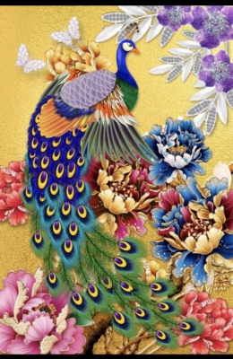 Tranh gạch khổ đứng chim công 3D đẹp