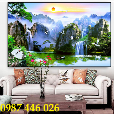 Gạch ốp tường tranh gạch men phong cảnh thác nước HP87272