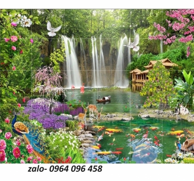 Tranh gạch 3d - gạch tranh 3d ốp tường phong cảnh đồng quê - SXC4W22