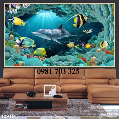 Tranh gạch 3d hình biển cả trang trí