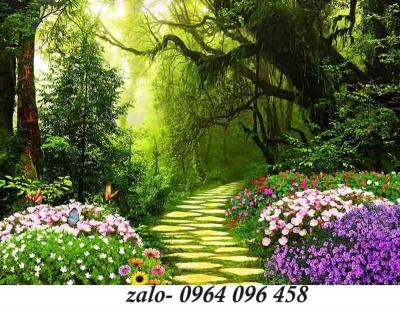 Tranh gạch 3d phong cảnh rừng cây - SLK64