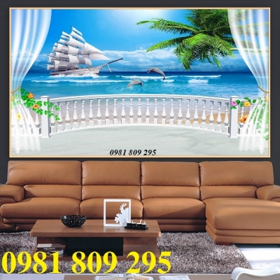 Tranh gạch men , gạch trang trí thuyền buồm