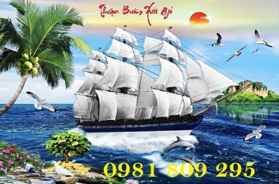 Mẫu tranh gạch 3d thuyền buồm