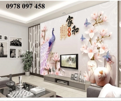 Tranh gạch chim công 3D