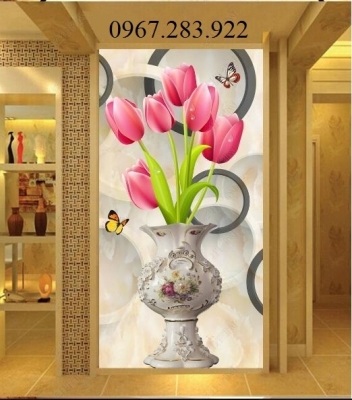 Tranh 3D- Tranh gạch hoa khổ dọc