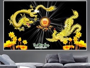 Tranh gạch 3d ốp tường rồng phượng - VCC54