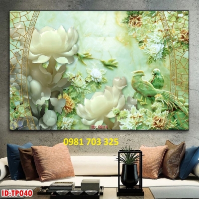 tranh sứ ngọc, tranh gạch ốp tường phòng khách